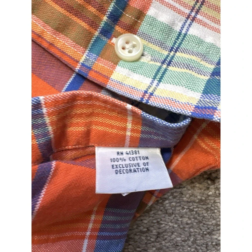Polo Ralph Lauren Men's XXL 2XL Button Down Shirt Long Sleeve Plaid Orange Blue